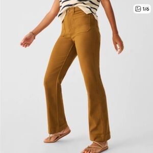 Faherty Bronze Brown Boot Cut Pants : Women Stretch Terry Slim Wide Leg Pants